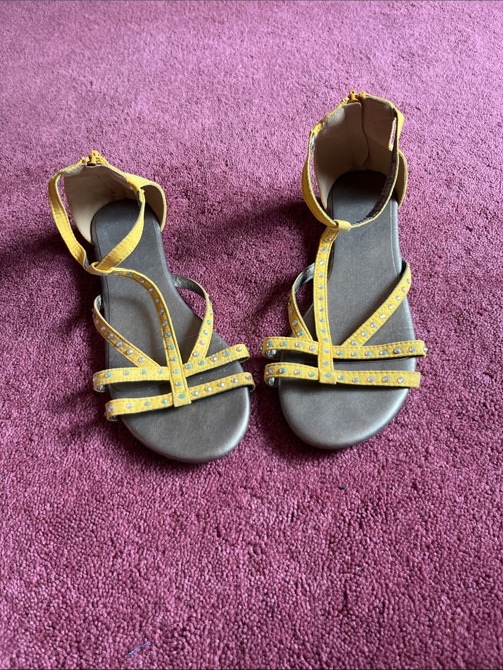 Avon Yellow Studded Strappy Ankle Sandals
